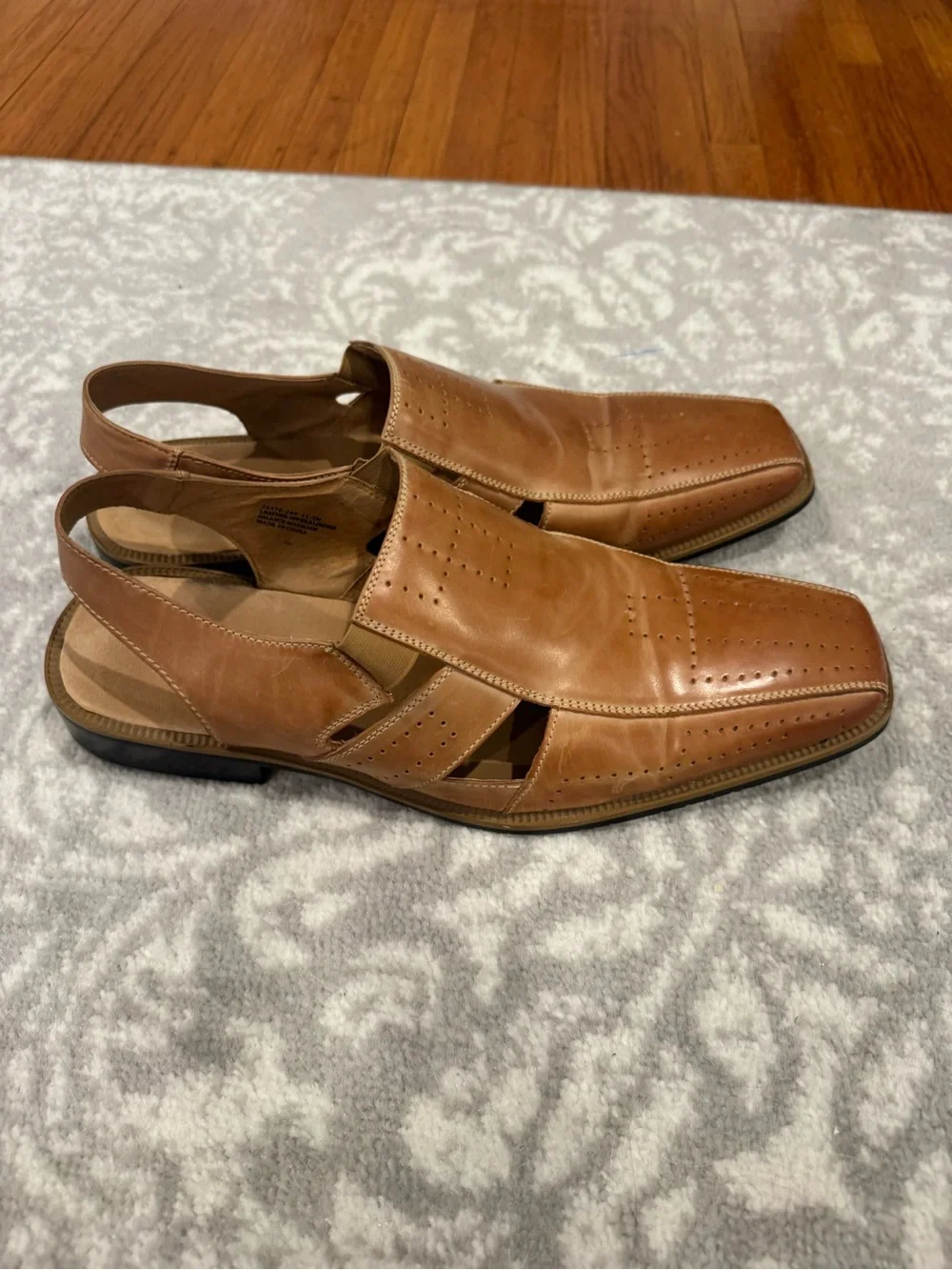 STACY ADAMS Brown Closed Toe Slingback Leather Sandals Shoes Men US 11.5 M